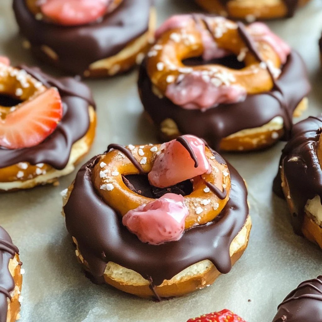 Chocolate Dipped Strawberry Yogurt Pretzel Bites