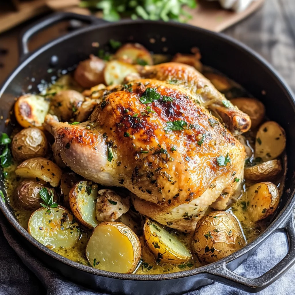 Creamy Lemon and Herb Pot Roasted Chicken