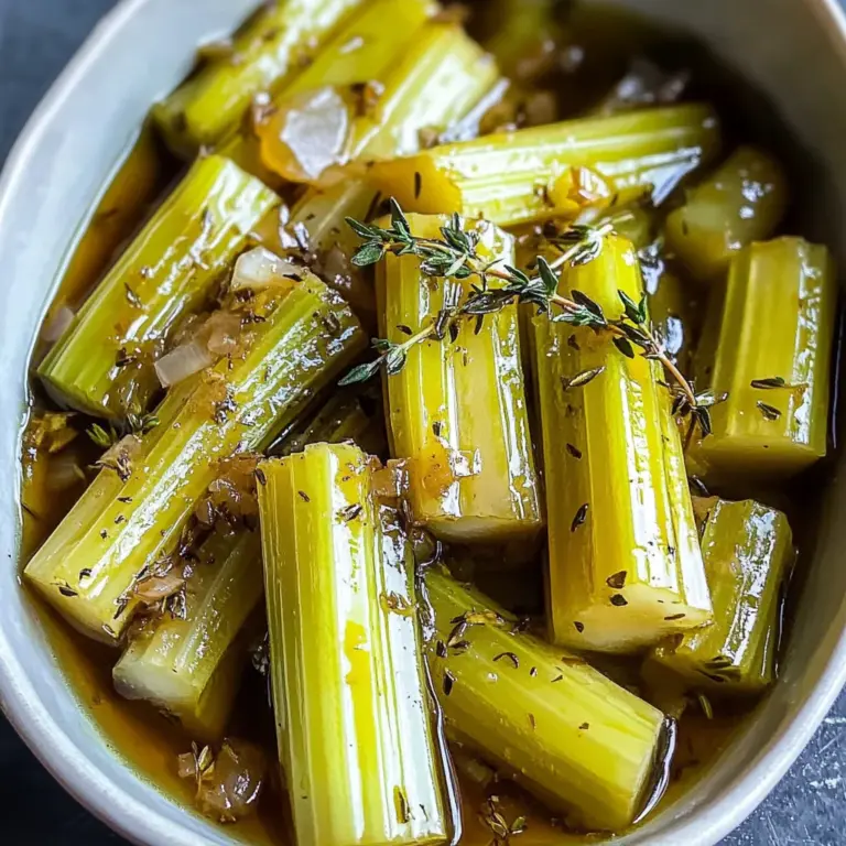 Delicious Braised Celery With Thyme and White apple vinegar Recipe
