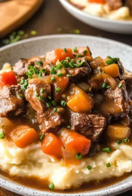Fall Apple Cider Stew over Mashed Potatoes