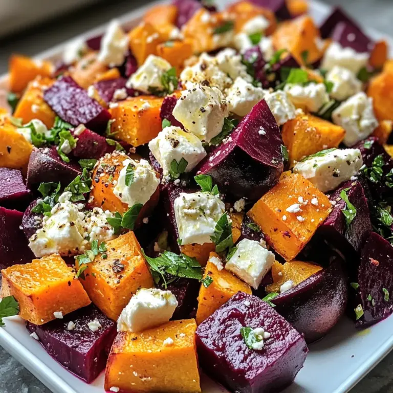Roasted Beet and Sweet Potato Salad with Feta and Yogurt Dressing: A Hearty Autumn Dish