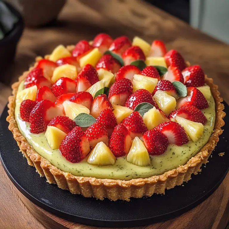 Strawberry and pineapple sage tart