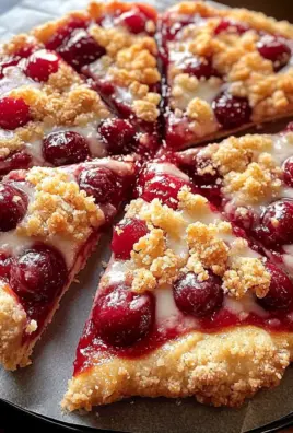 Cherry Dessert Pizza with Cherry Pie Filling and Crumble Topping Recipe