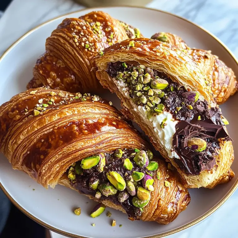 Chocolate Pistachio Croissants with Ricotta