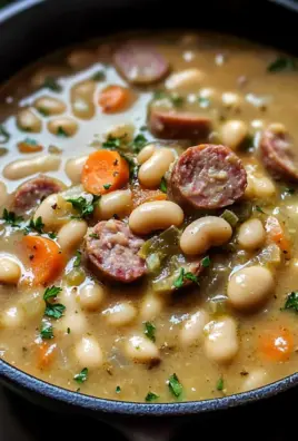 Creamy Bean Soup with Beef Sausage