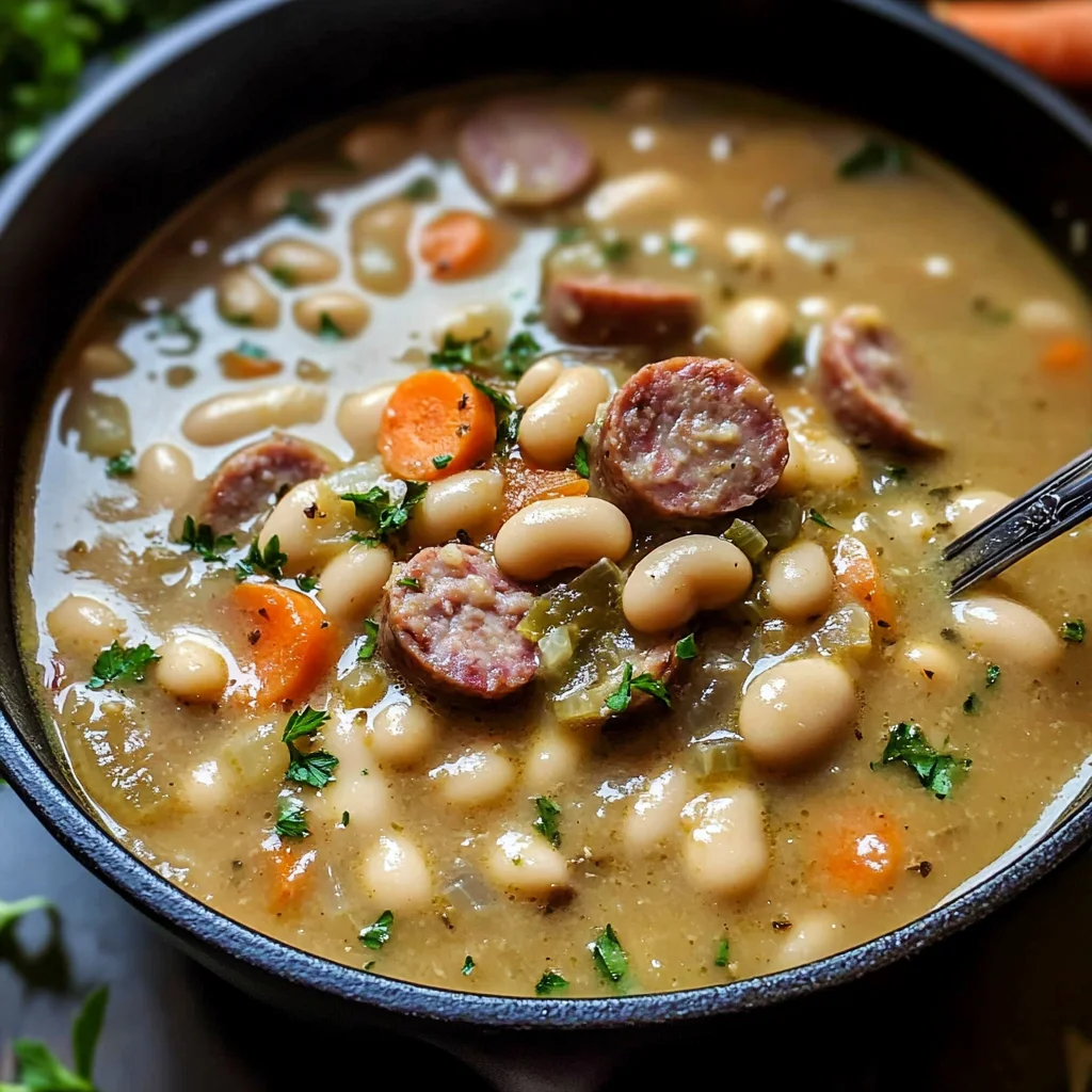 Creamy Bean Soup with Beef Sausage