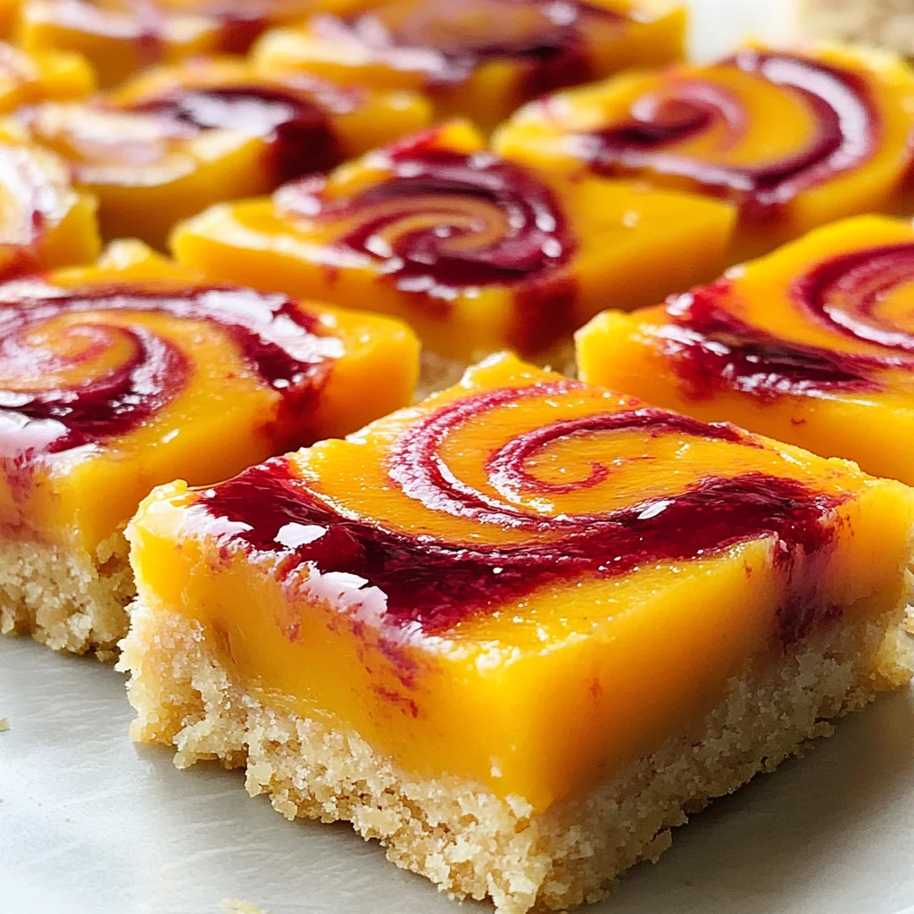 Mango Bars with Raspberry Swirl