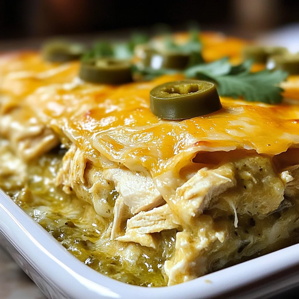 Quick and Easy Green Chile Chicken Enchilada Casserole