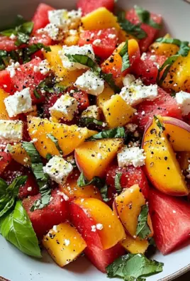 Refreshing and Juicy Watermelon Peach Salad for Hot Summer Days