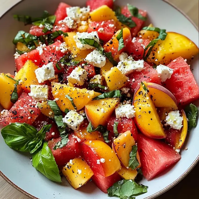Refreshing and Juicy Watermelon Peach Salad for Hot Summer Days