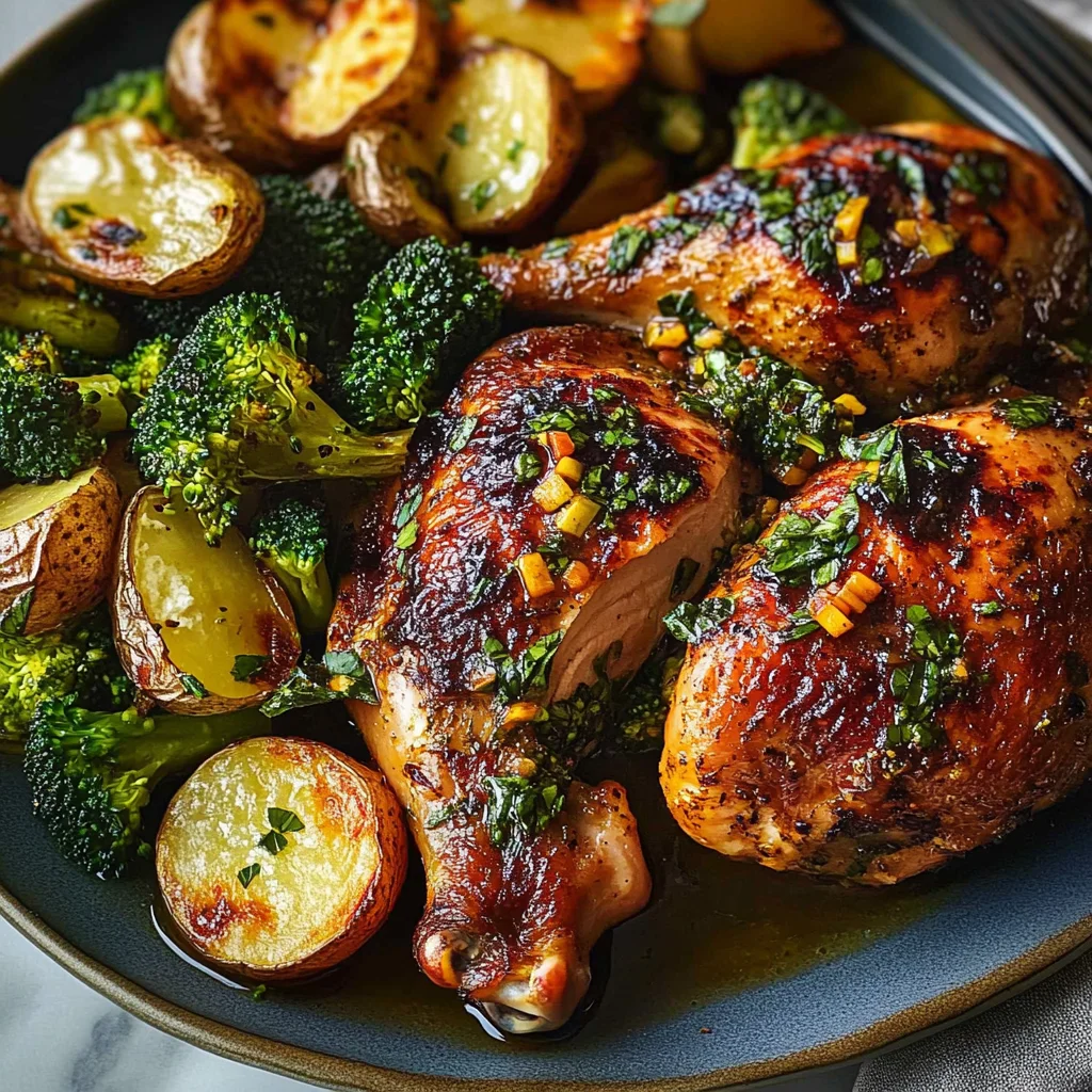 Roast Chicken with Chile-Basil Vinaigrette, Charred Broccoli, and Potatoes