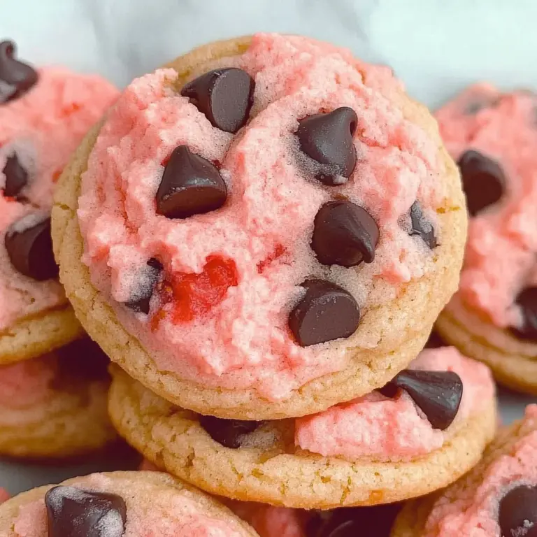 Strawberry Cake Mix Cookies with Chocolate Chips