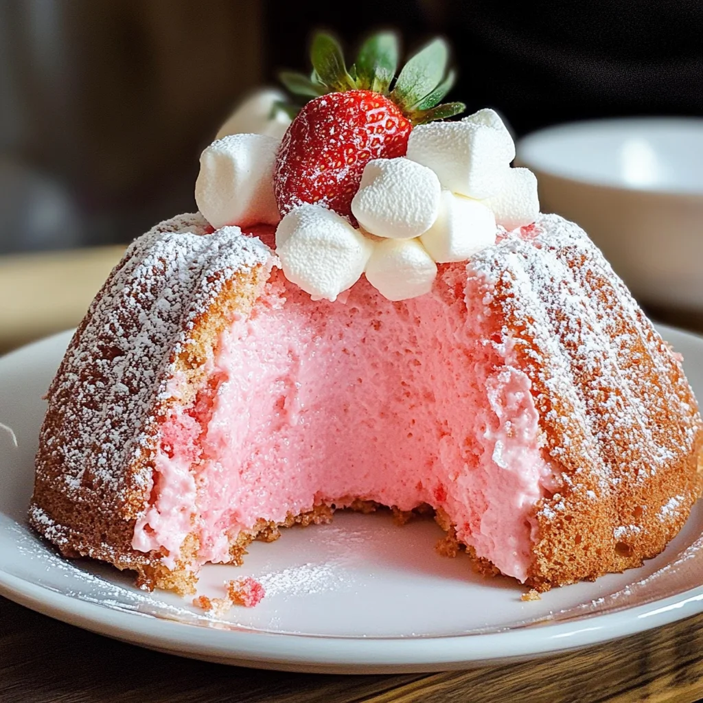 Strawberry Marshmallow Cake (Strawberry Bundt Cake with Marshmallow Cream Filling)