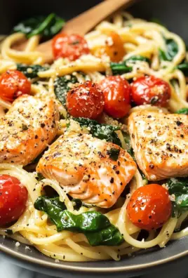Tomato Spinach Salmon Pasta
