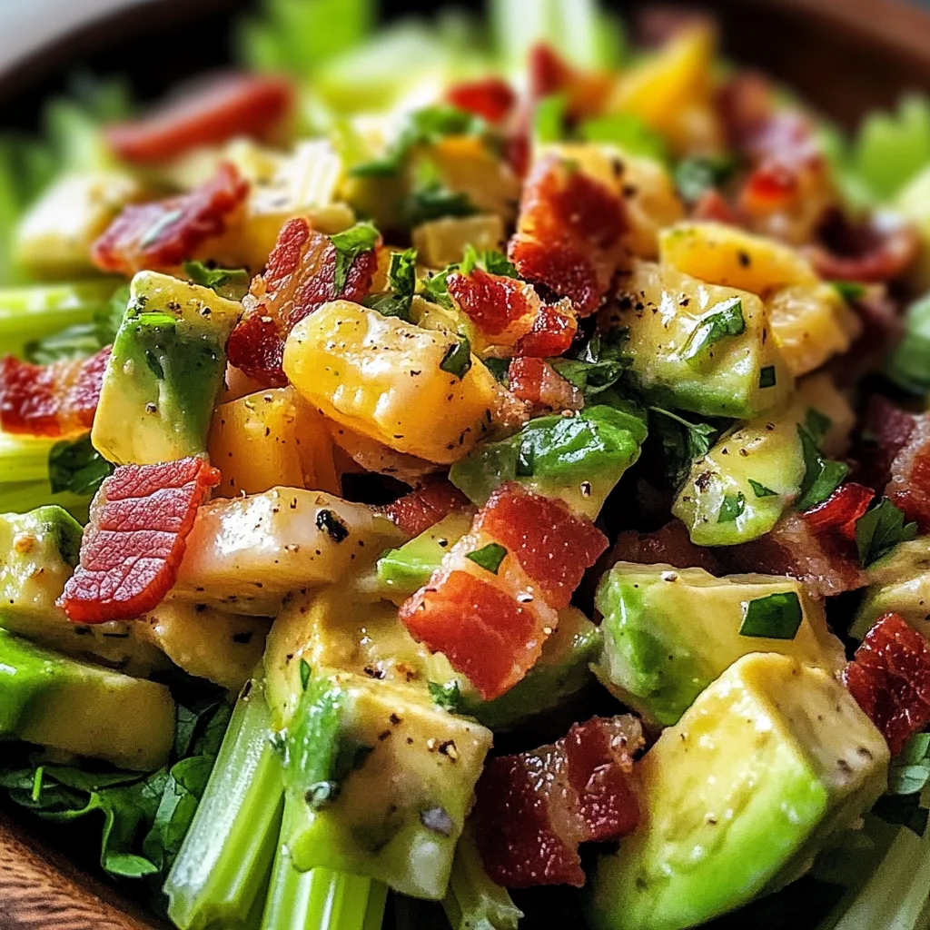 Celery Salad with Turkey Bacon and Avocado