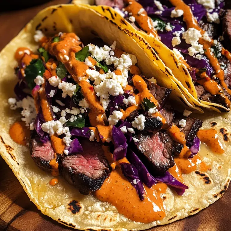 Steak Tacos with Chipotle Sauce & Roasted Cabbage Slaw